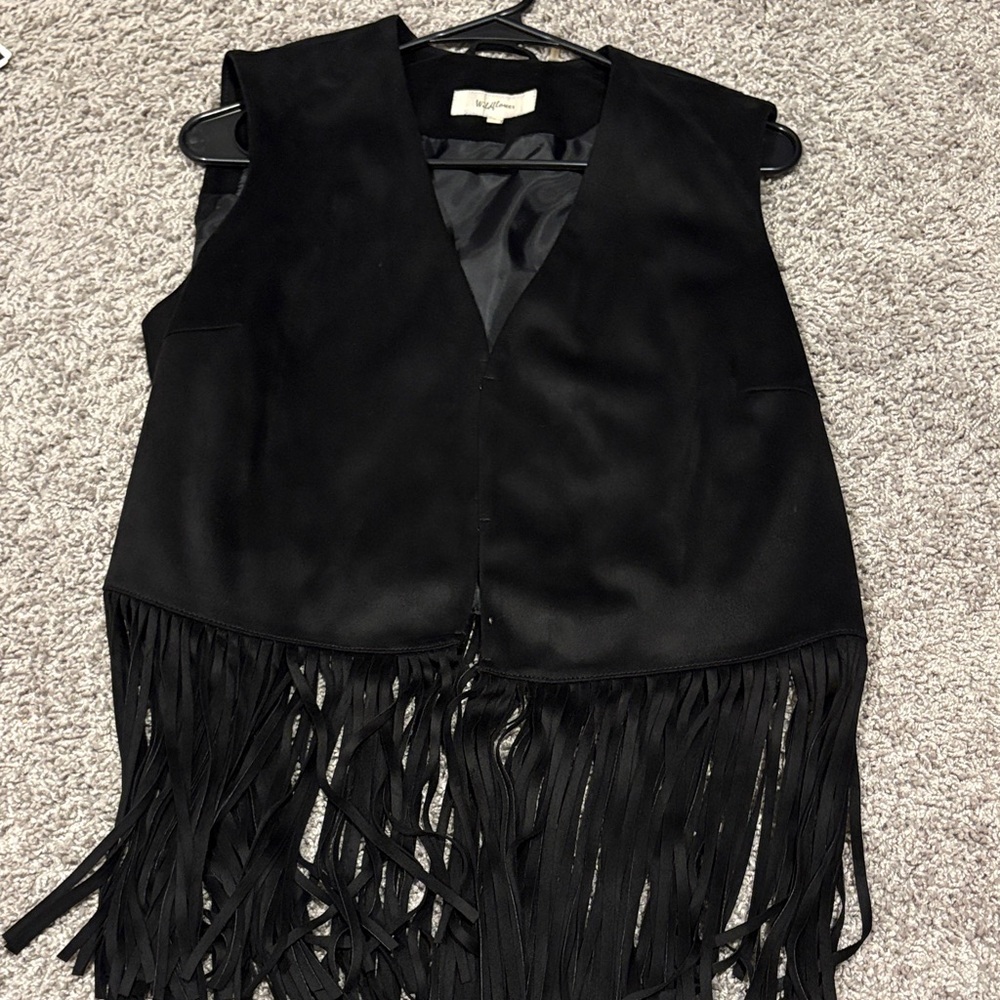 Wildflowers Black Fringe Vest
